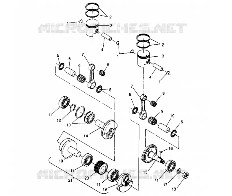 PISTON ET VILEBREQUIN SPORT 0960443, SPORT TOURING 0960243  AND EUROPEAN SP (4932223222C013)