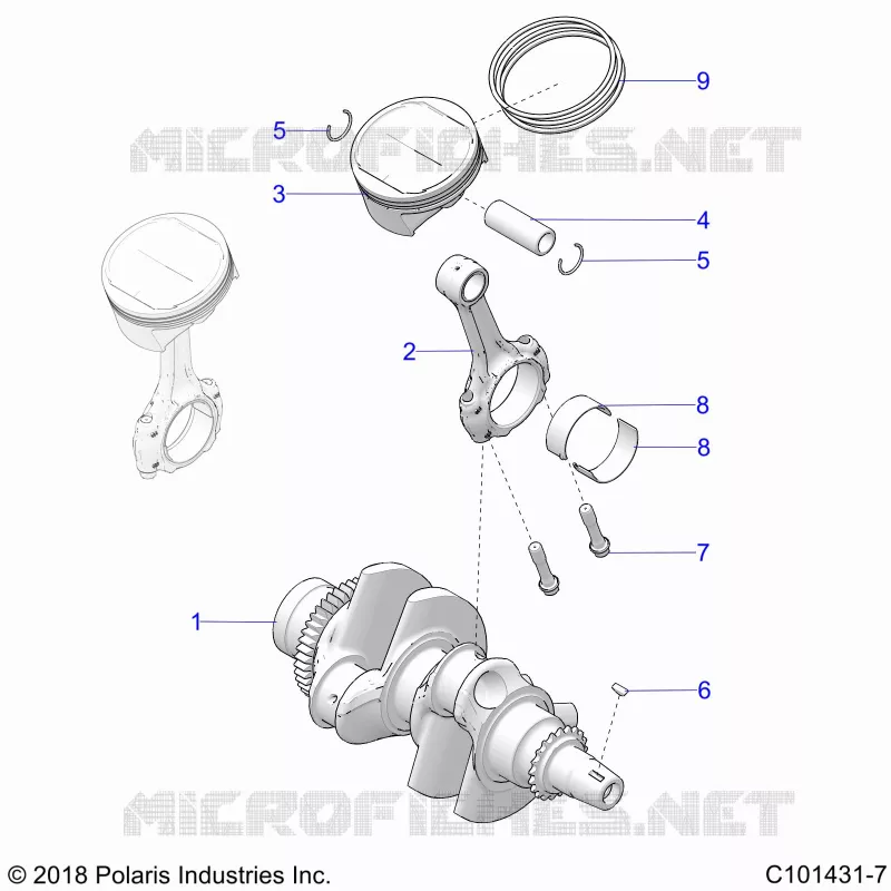 ENGINE, VILEBREQUIN AND PISTON