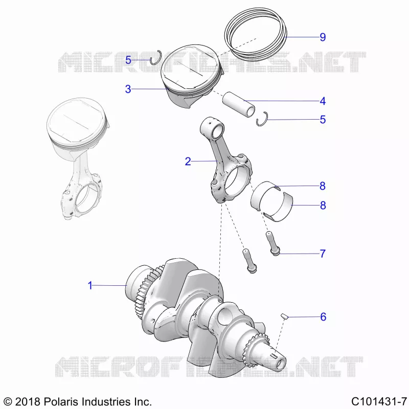 ENGINE, VILEBREQUIN AND PISTON