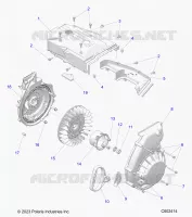 ENGINE, BLOWER HOUSING AND LANCEUR