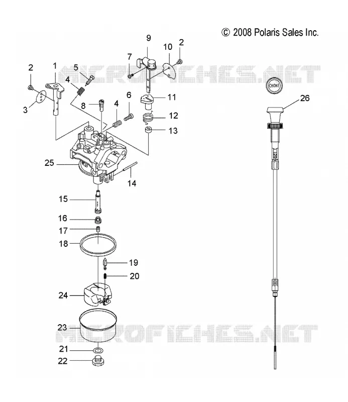 MOTEUR, CARBURATEUR AND CHOKE CABLE