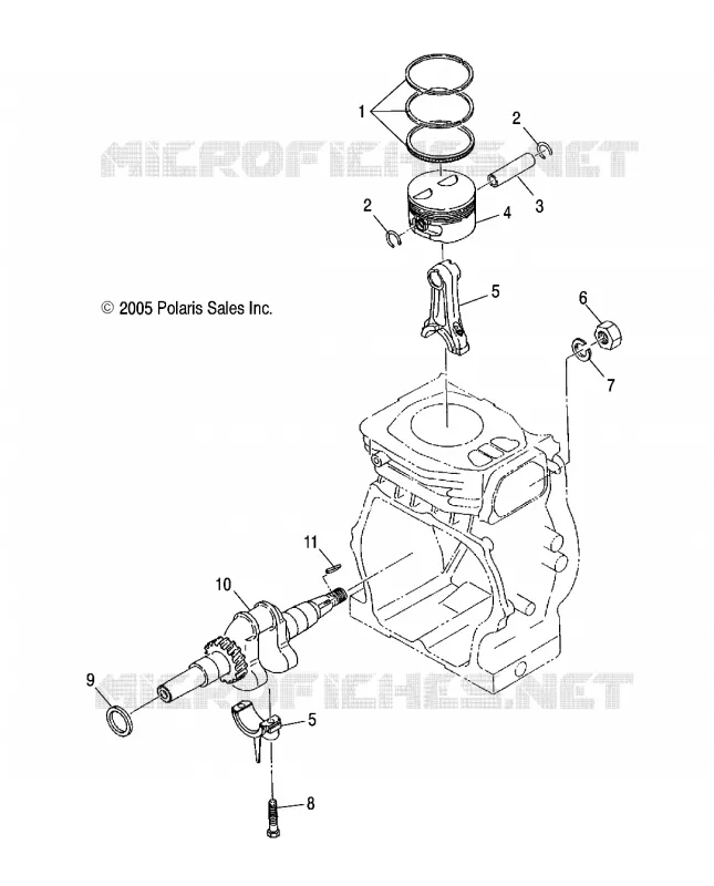 ENGINE, PISTON AND VILEBREQUIN