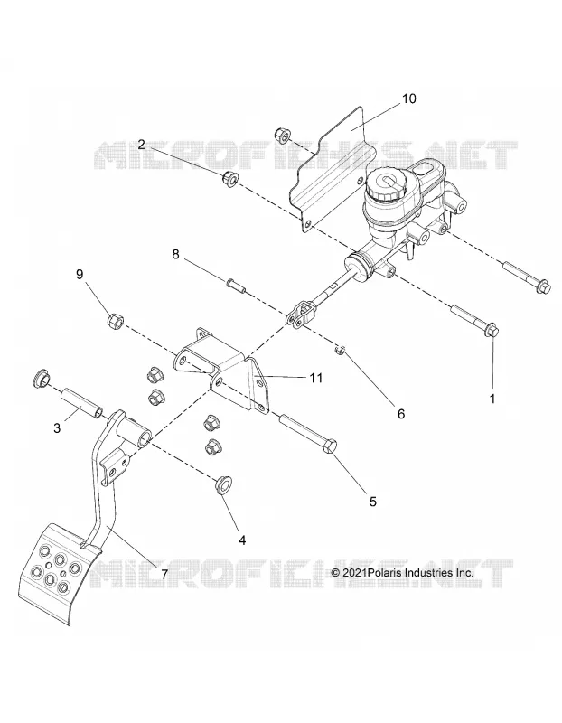 BRAKES, PEDAL AND MAITRE CYLINDRE MOUNTING