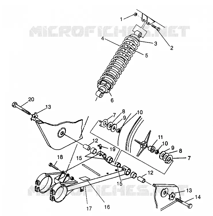 BRAS OSCILLANT ET AMORTISSEUR ARRIERE 6X6 400L