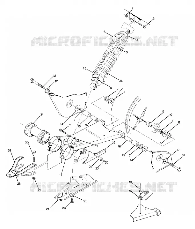 SWING ARM WELDMENT AND AMORTISSEUR ARRIERE ASSEMBLY (4917711771021A)