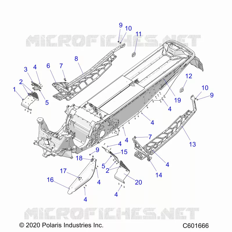 CHASSIS, PROTECTION D'EMBRAYAGE, FOOTRESTS, AND RUNNINGBOARDS