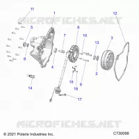 ENGINE, STATOR COVER AND FLYROUE