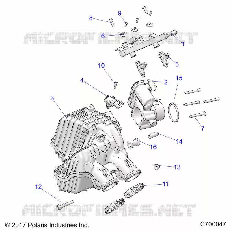 ENGINE, PRISE D'AIR MANIFOLD, THROTTLE BODY, FUEL RAIL