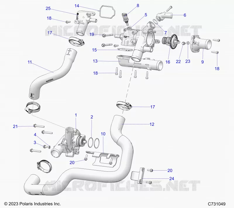 MOTEUR, COOLANT PUMP AND THERMOSTAT