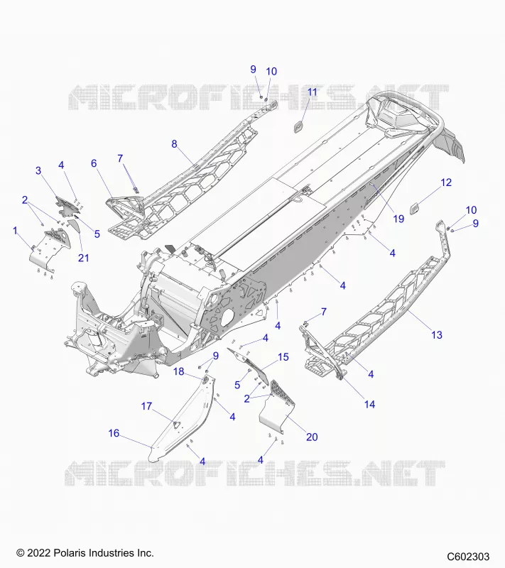 CHASSIS, PROTECTION D'EMBRAYAGE, FOOTRESTS, AND RUNNINGBOARDS
