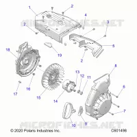 ENGINE, BLOWER HOUSING AND LANCEUR