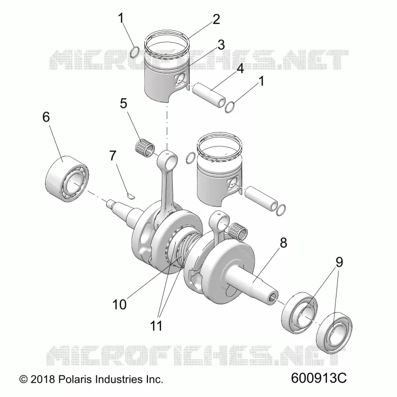 ENGINE, PISTON AND VILEBREQUIN