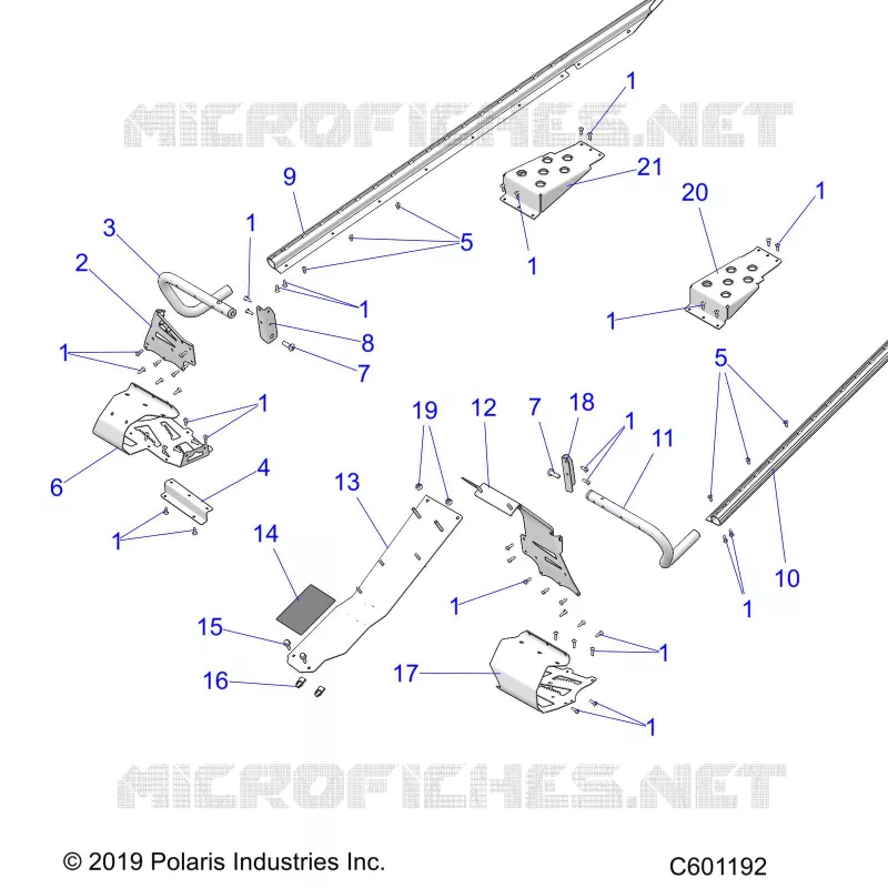 CHASSIS, PROTECTION D'EMBRAYAGE AND FOOTRESTS