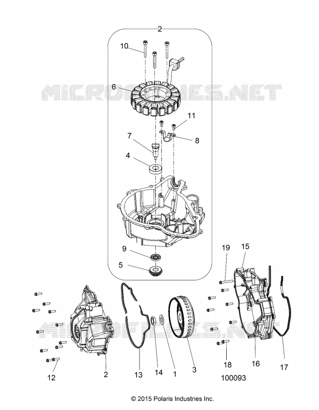 ENGINE, STATOR COVER AND FLYROUE -A16SES57F1/F2/SBT57F1 