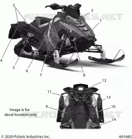 EMBLEMES, GRAY SIDE PANEL W/POLARIS BLUE ACCENT