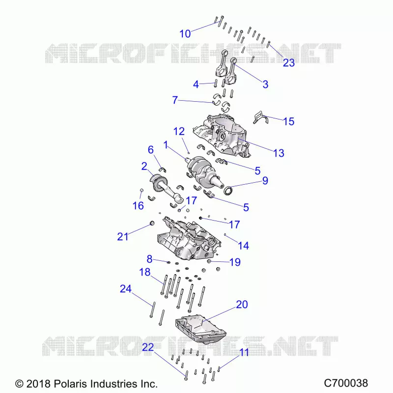 ENGINE, CRANKCASE AND VILEBREQUIN