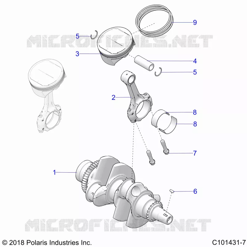 ENGINE, VILEBREQUIN AND PISTON