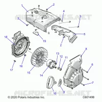 ENGINE, BLOWER HOUSING AND LANCEUR