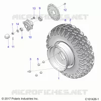 ROUES, FRONT TIRE AND BRAKE DISK