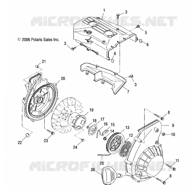 MOTEUR, CARTERS REFROIDISSEMENT ET LANCEUR