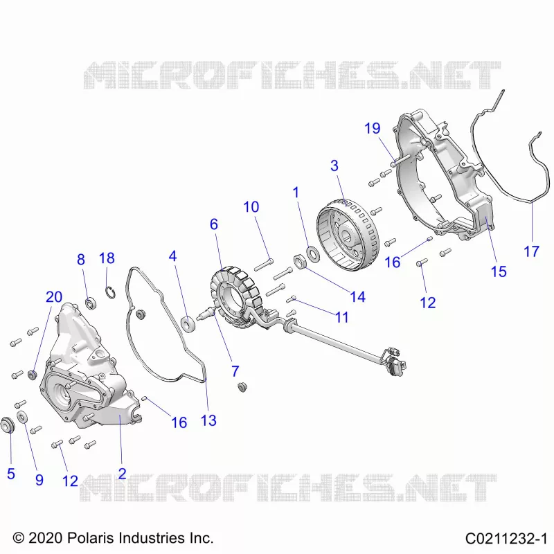 ENGINE, STATOR COVER AND FLYROUE