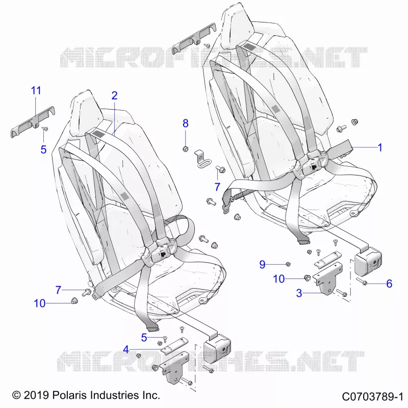 SIEGE BELT MOUNTING, FRONT, 6 POINT