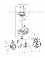 ENGINE, STATOR COVER AND FLYROUE