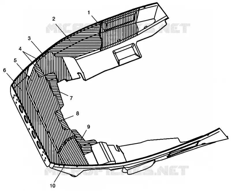 PROTECTION ANTI CHALEUR CARROSSERIE AVANT WIDETRAK LX 0982065 and EUROPEAN WIDETRAK LX E982065 (4943884388A009)