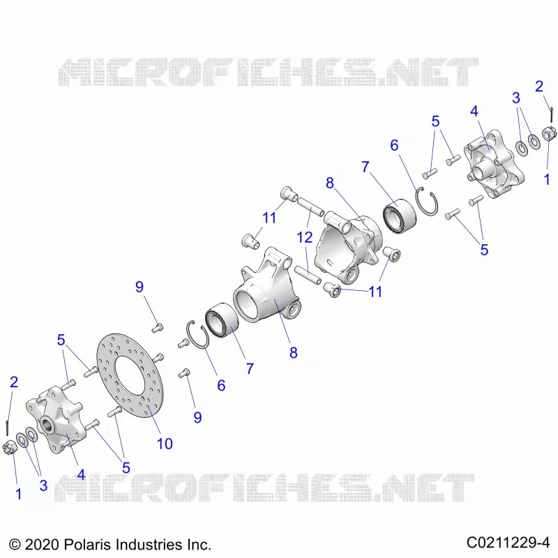 SUSPENSION ARRIERE HUBS, CARRIER AND BRAKE DISC