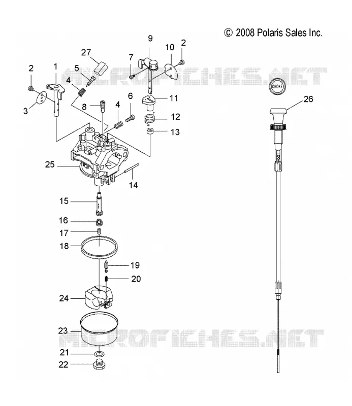 MOTEUR, CARBURATEUR AND CHOKE CABLE