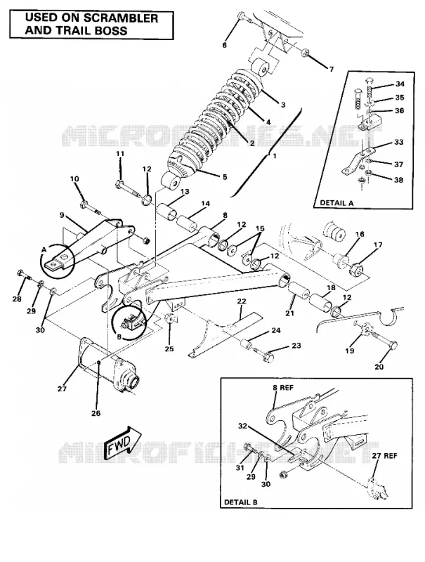 SWING ARM WELDMENT AND AMORTISSEUR ARRIERE ASSEMBLY (4910981098032A)