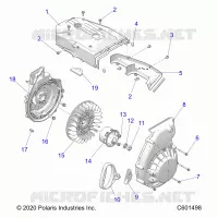 ENGINE, BLOWER HOUSING AND LANCEUR