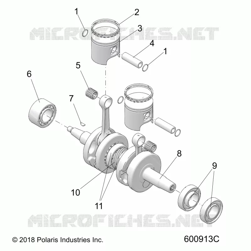 ENGINE, PISTON AND VILEBREQUIN