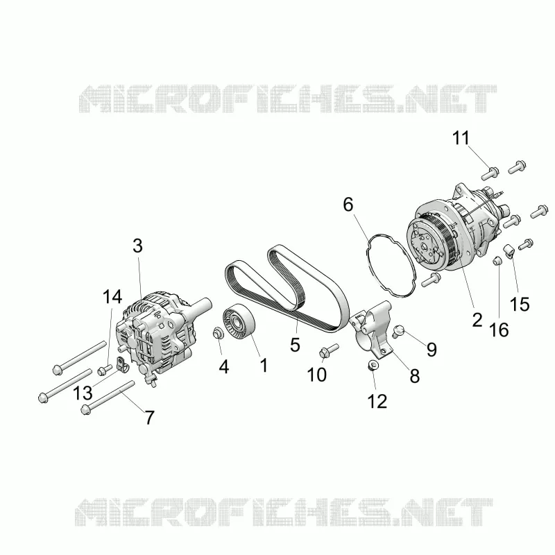 ENGINE, ALTERNATEUR AND COMPRESSOR