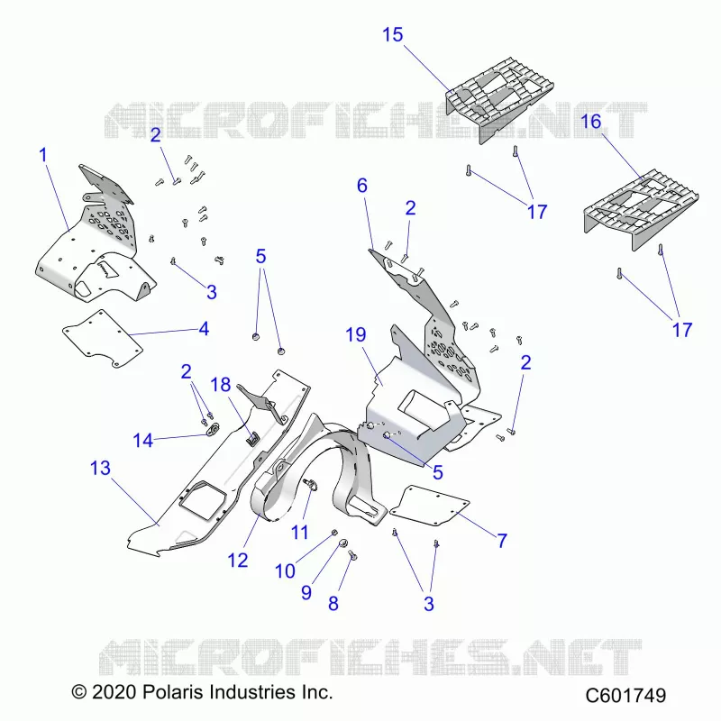 CHASSIS, PROTECTION D'EMBRAYAGE AND FOOTRESTS