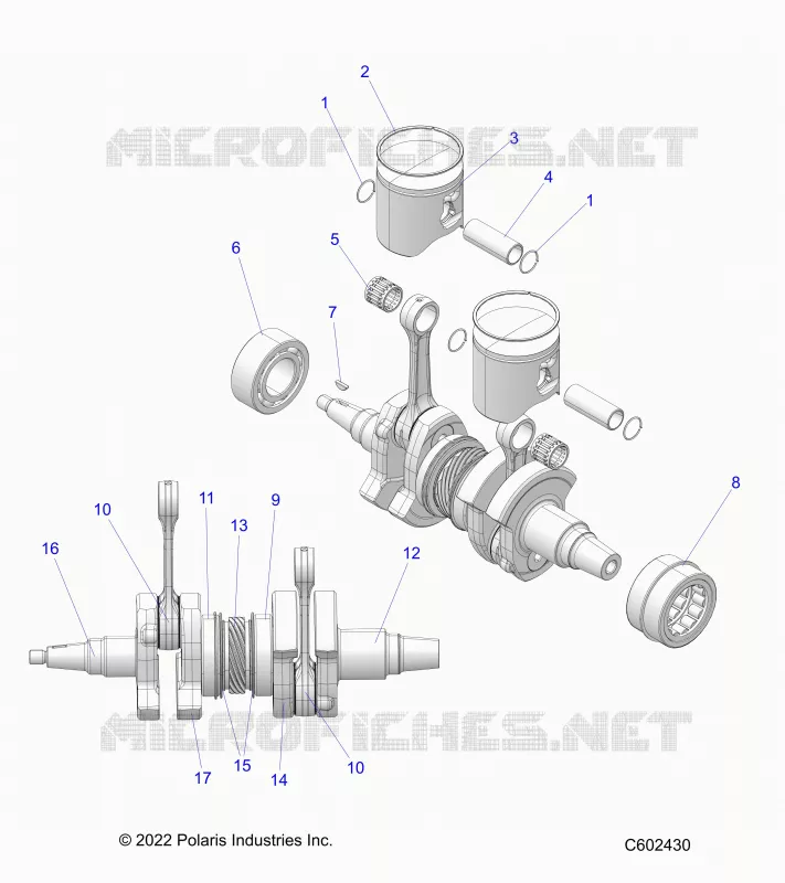 ENGINE, PISTON AND VILEBREQUIN