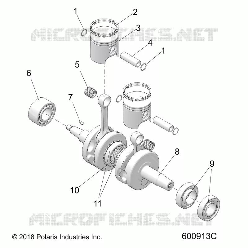ENGINE, PISTON AND VILEBREQUIN