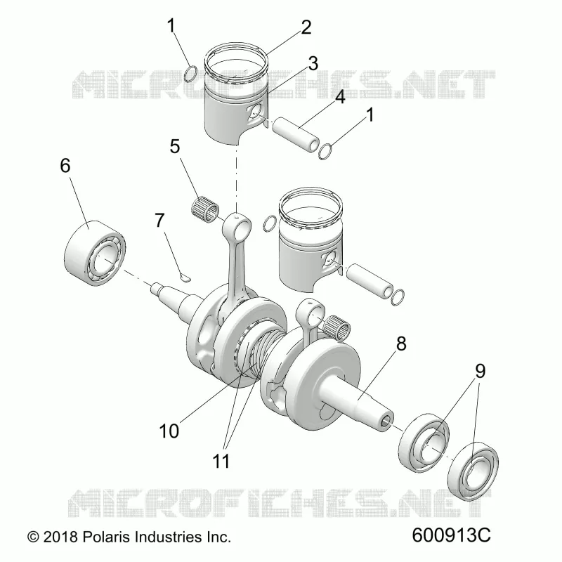 ENGINE, PISTON AND VILEBREQUIN