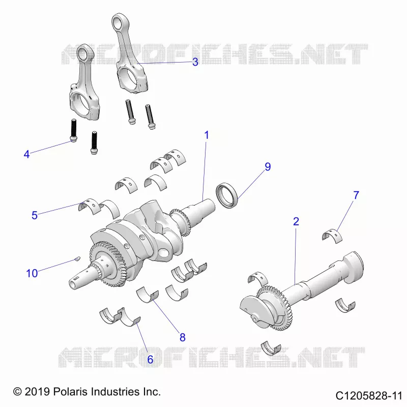 ENGINE, VILEBREQUIN AND BEARINGS