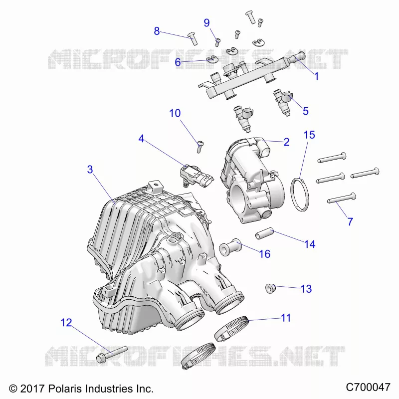 ENGINE, PRISE D'AIR MANIFOLD, THROTTLE BODY, FUEL RAIL