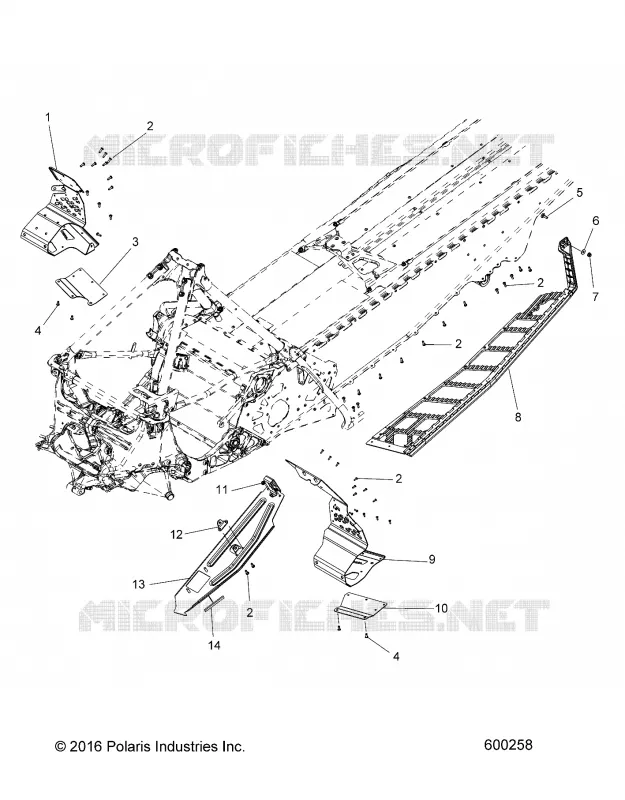 CHASSIS, PROTECTION D'EMBRAYAGE AND FOOTRESTS