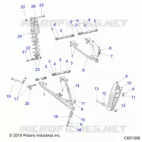 SUSPENSION, CONTROL ARMS, SPINDLE, AND SHOCK MNTG.