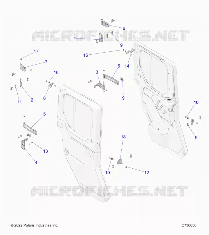 PORTES, REAR, MOUNTING
