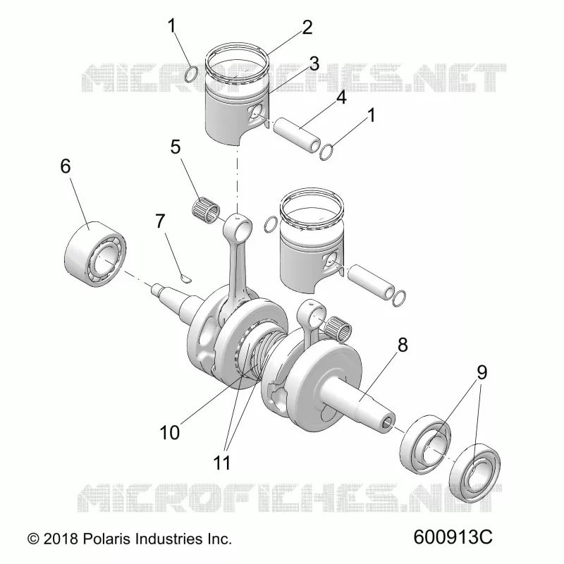 ENGINE, PISTON AND VILEBREQUIN