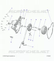 ENGINE, STATOR COVER AND FLYROUE