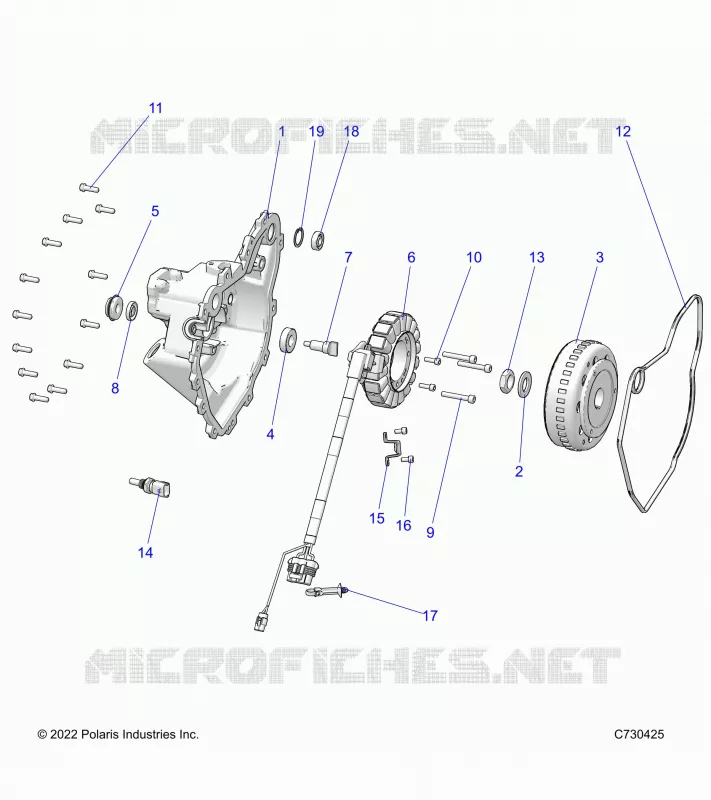 ENGINE, STATOR COVER AND FLYROUE