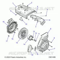 ENGINE, BLOWER HOUSING AND LANCEUR