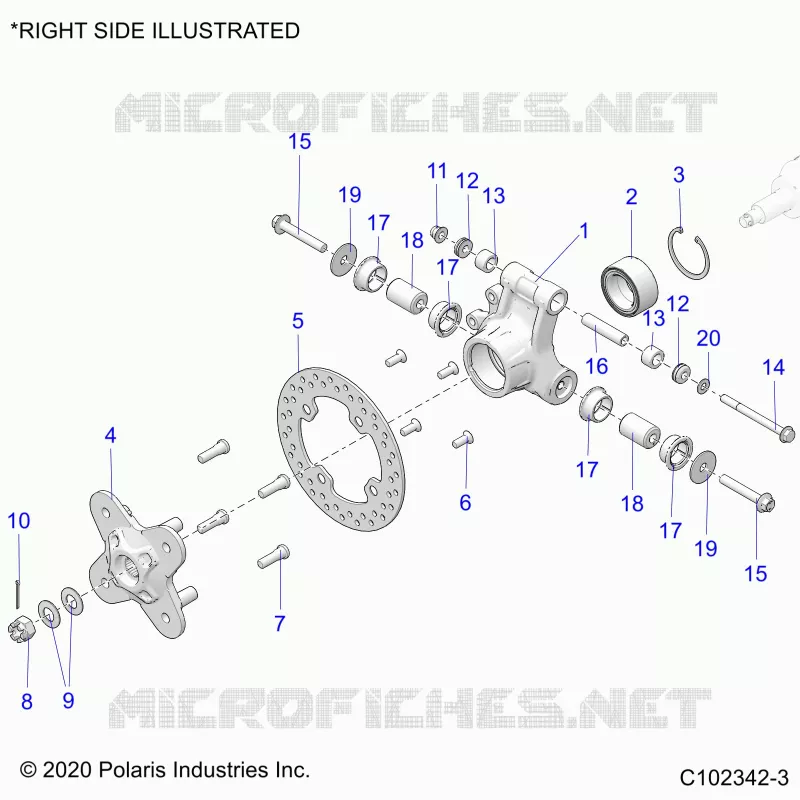 SUSPENSION ARRIERE HUB, CARRIER AND BRAKE DISC