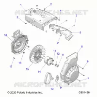 ENGINE, BLOWER HOUSING AND LANCEUR
