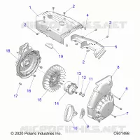 ENGINE, BLOWER HOUSING AND LANCEUR